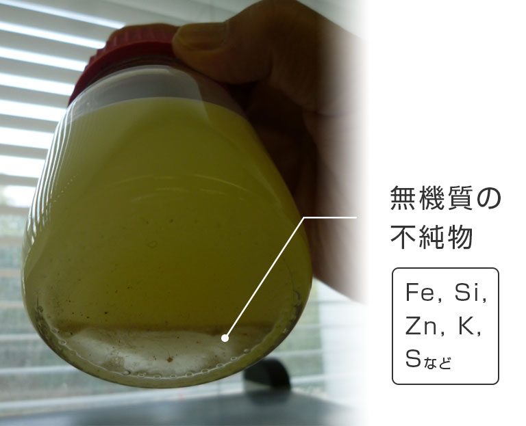 精製された石油と無機質の不純物